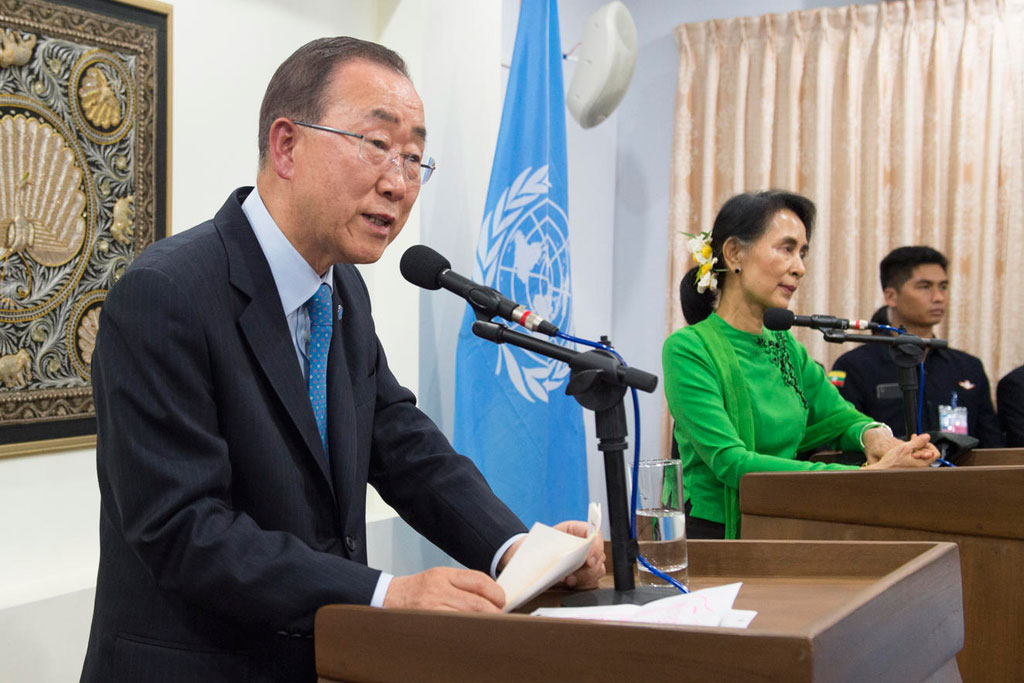 Ban Ki-moon benoemt Rohingya bij naam in bijzijn van Aung San Suu Kyi