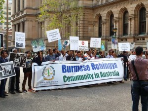 In diverse landen zijn de afgelopen dagen demonstraties geweest tegen het anti-moslimgeweld in Myanmar, zoals in Australië op 21 oktober.