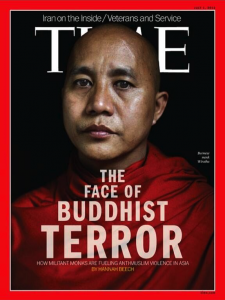 De monnik Wirathu op de cover van Time Magazine.
