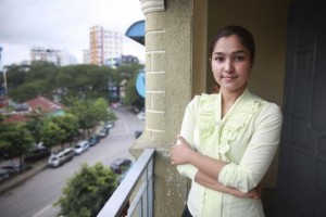 Rohingya activist and lawyer Wai Wai Nu, a former political prisoner, poses at her office in Yangon
